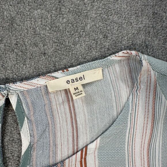 Entro Striped Bell Sleeve Blouse Women's Medium Top Green - Picture 5 of 10